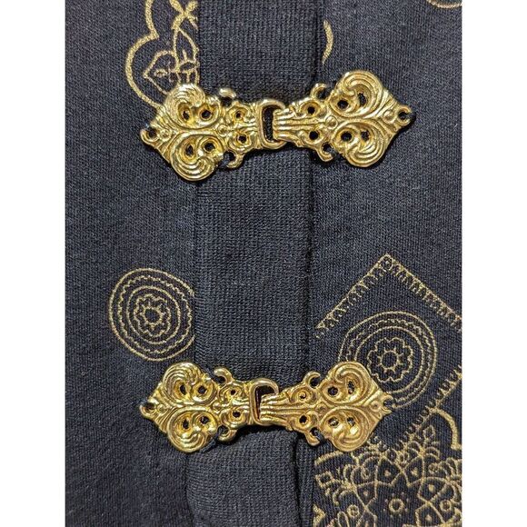 Adolfo Sport Women's Black & Gold Printed Vintage Short Sleeve T-Shirt Size L - Picture 3 of 6